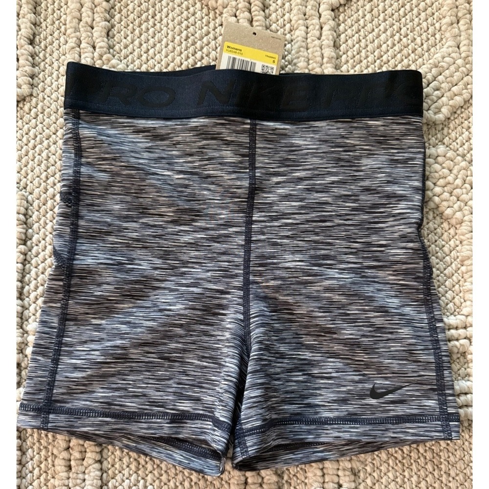 Nike Pro Shorts Womens Small Black Spacedye High Rise Training Compression NEW!